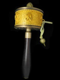 Brass wood prayer wheel