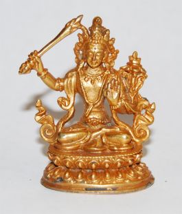 Manjushree Gilt Copper 2〝 Statue (II)