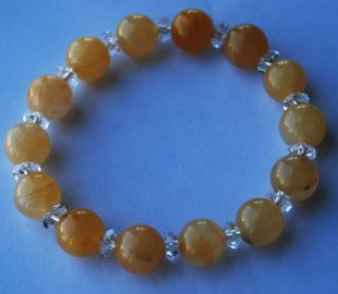 Yellow Topaz w cut quartz bracelet