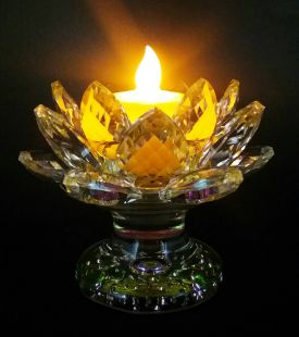LED candle light with Crystal Lotus 18petals stand