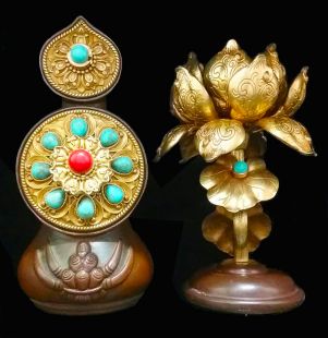 Peaceful Torma set brass Gild Gold