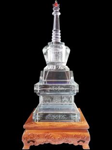 Crystal Stupa of Buddha with stand 