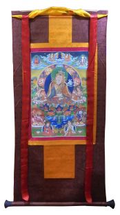Assorted Guru Rinpoche thanka with brocade
