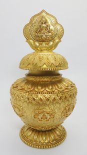 Brass Treasure empty vase w/stone Ksitigarbha