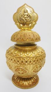 Brass Treasure empty vase w/stone Zambala