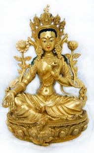 Hand painted Copper Green Tara Statues 15cm