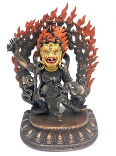 Vajrapani copper statue, gold face (16.5 cm)