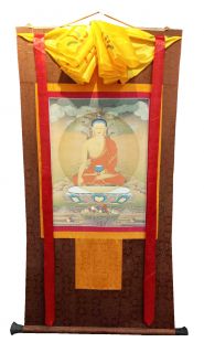 Assorted Sakyamuni Buddha thanka with brocade