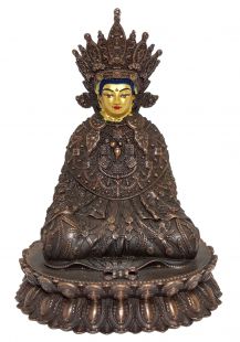 Sakyamuni copper statue, gold face(10cmH),Jokhang Temple style