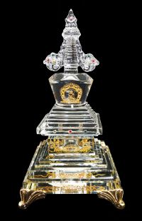 Crystal Stupa 17cmH／with LED lamp stand