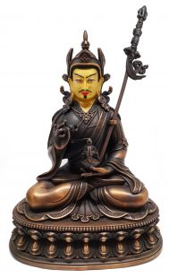 Guru Rinpoche copper statue gold face 20cmH