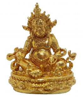 Yellow zambala mini brass statue 3.5cmH