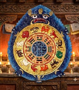 Hand-Painted Brass Nine-Palace Bagua Wall Plaque(Blue)