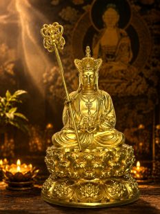 Precision-Cast Brass Kṣitigarbha Bodhisattva Statue